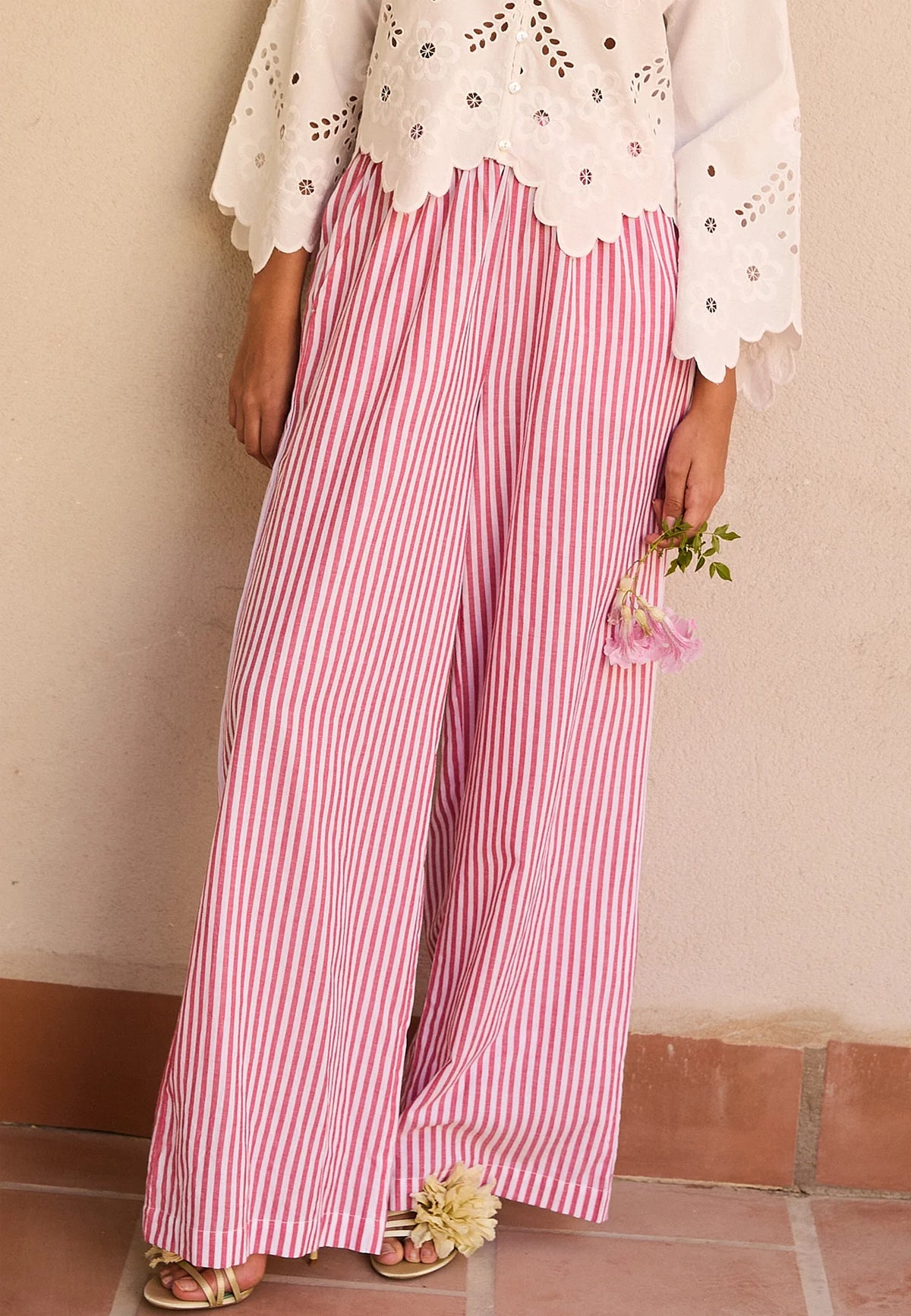 HILDE PANTS RED WHITE - Moeon