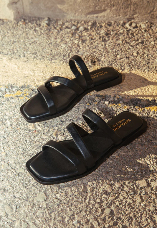 MINI STRAP SANDAL BLACK LEATHER - Moeon