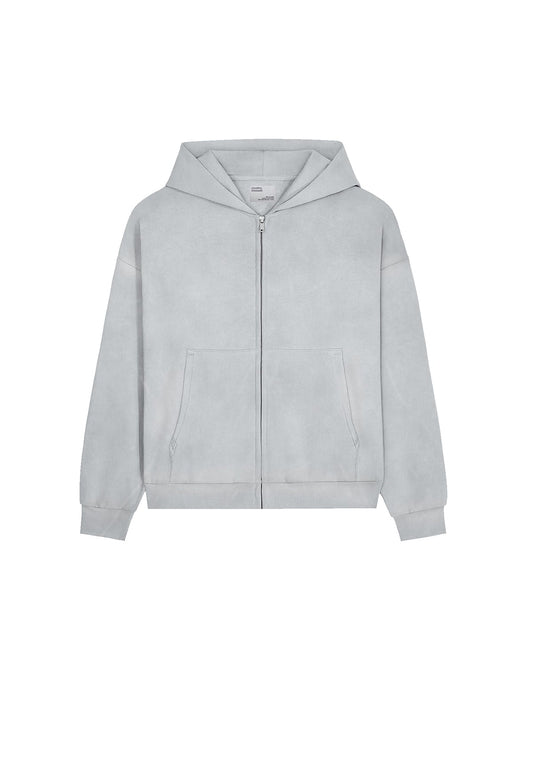 OVERSIZED ZIP HOOD FADED GREY - Moeon