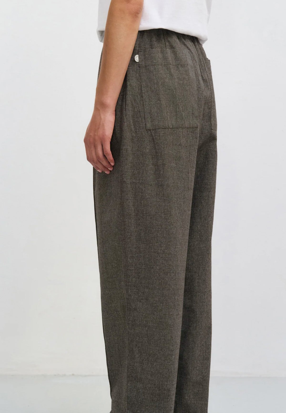 PLEATED WIDE PANT ORGANIC COTTON CANVAS BROWN - Moeon