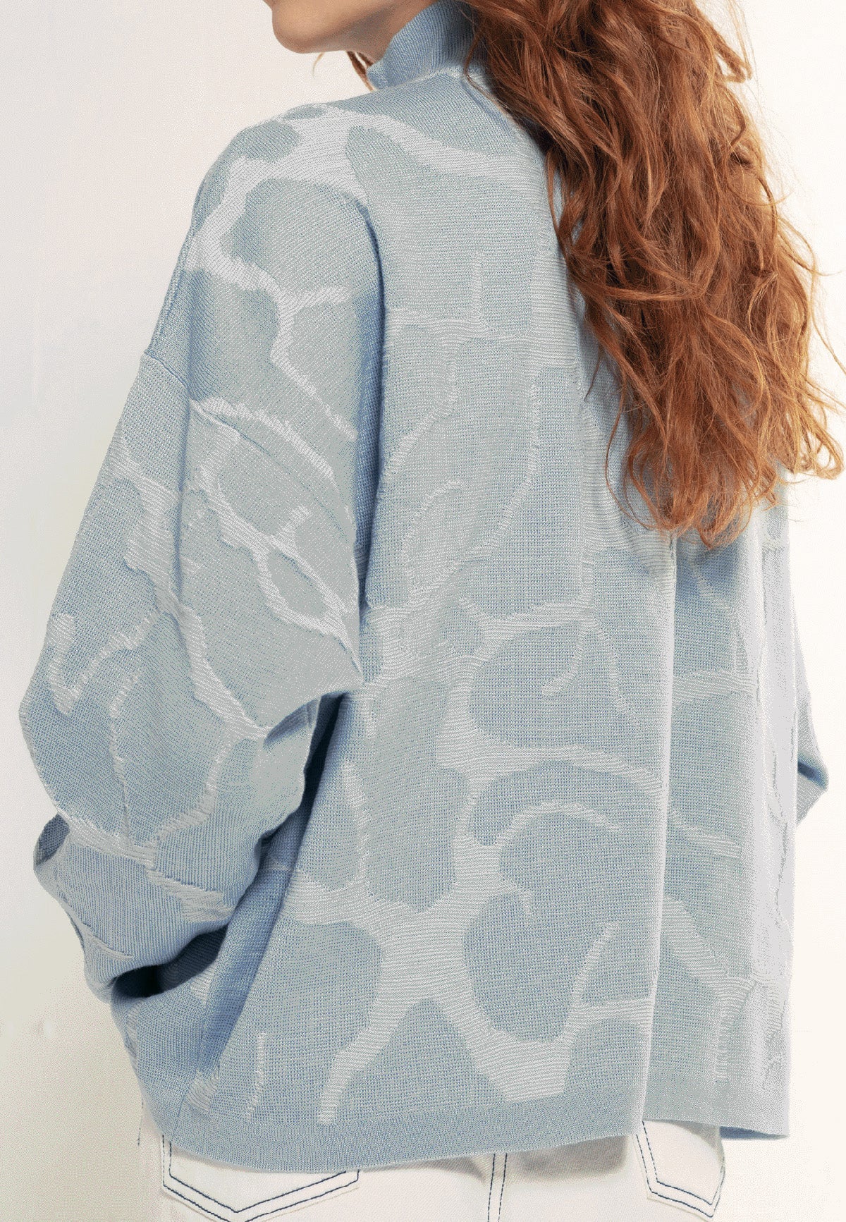 AURA ZIPPED MERINO SWEATER LIGHT BLUE - Moeon