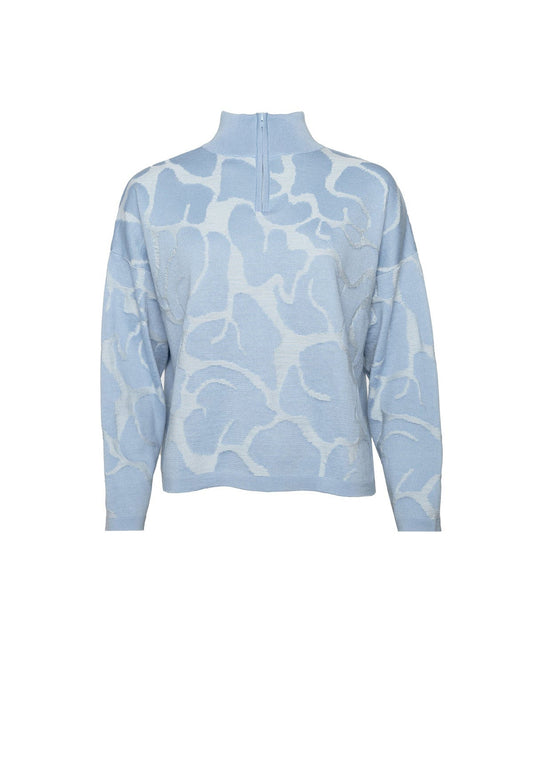 AURA ZIPPED MERINO SWEATER LIGHT BLUE - Moeon