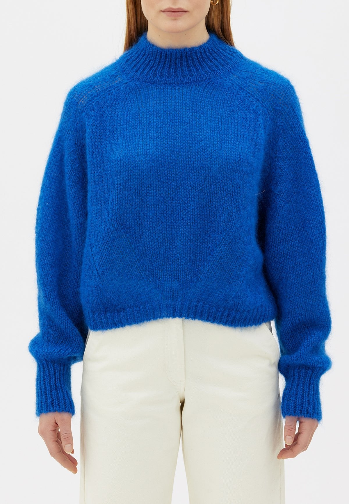 CHUNKY SILK MOHAIR SWEATER BLUE - Moeon