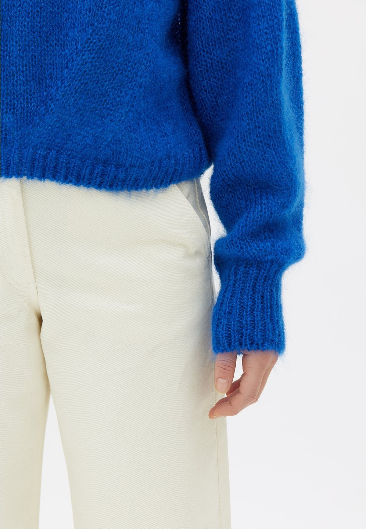 CHUNKY SILK MOHAIR SWEATER BLUE - Moeon