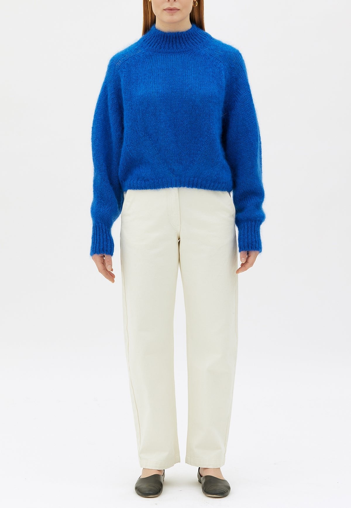 CHUNKY SILK MOHAIR SWEATER BLUE - Moeon