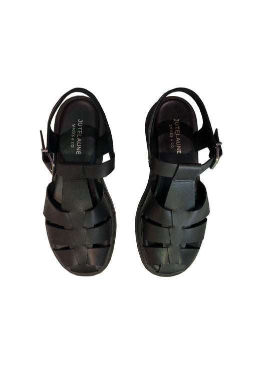 CROC SANDAL BLACK LEATHER - Moeon