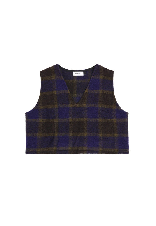 CROPPED VEST PURPLE CHECK - Moeon