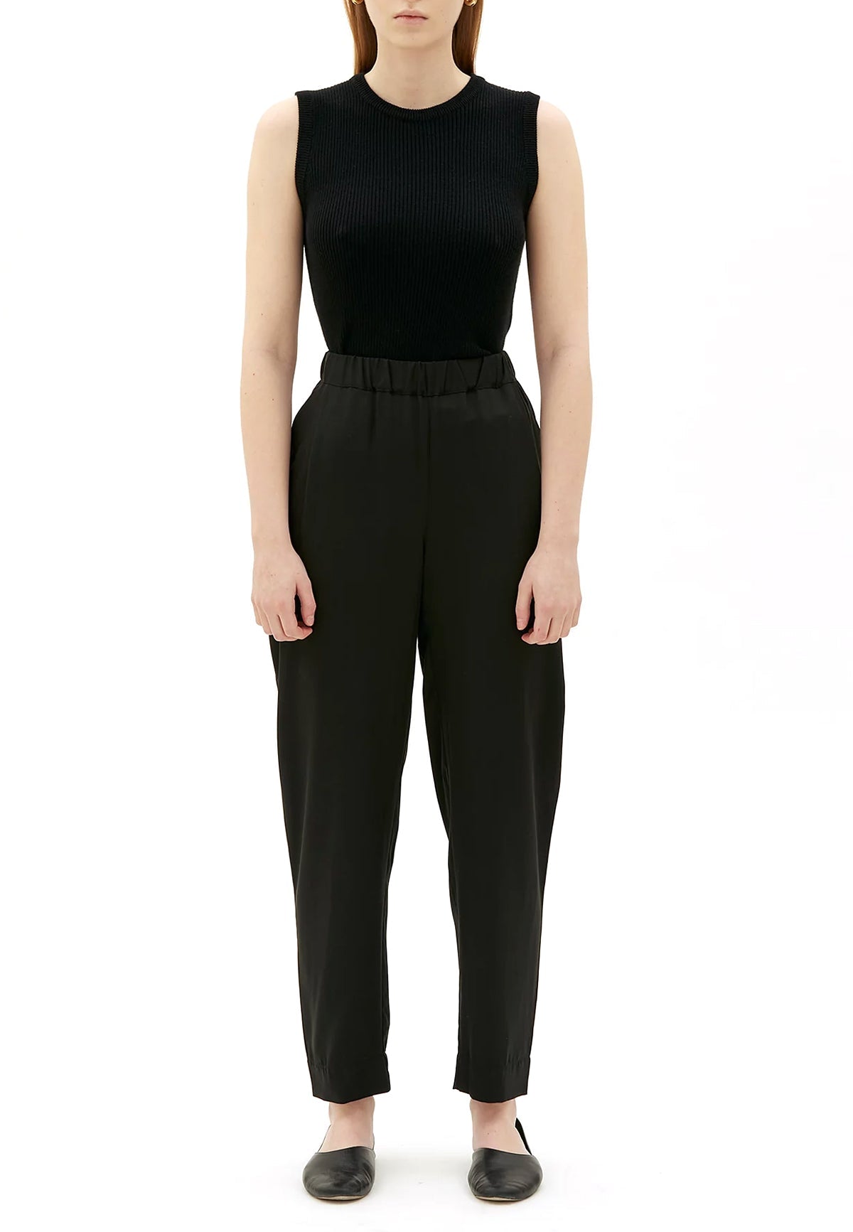 ELASTIC TENCEL PANTS BLACK - Moeon