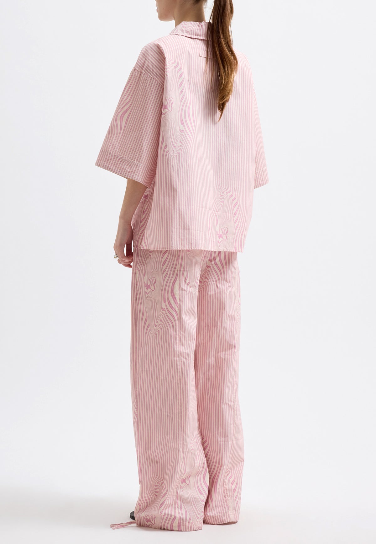 KIRSTEN TROUSERS GLITCH STRIPE PINK - Moeon