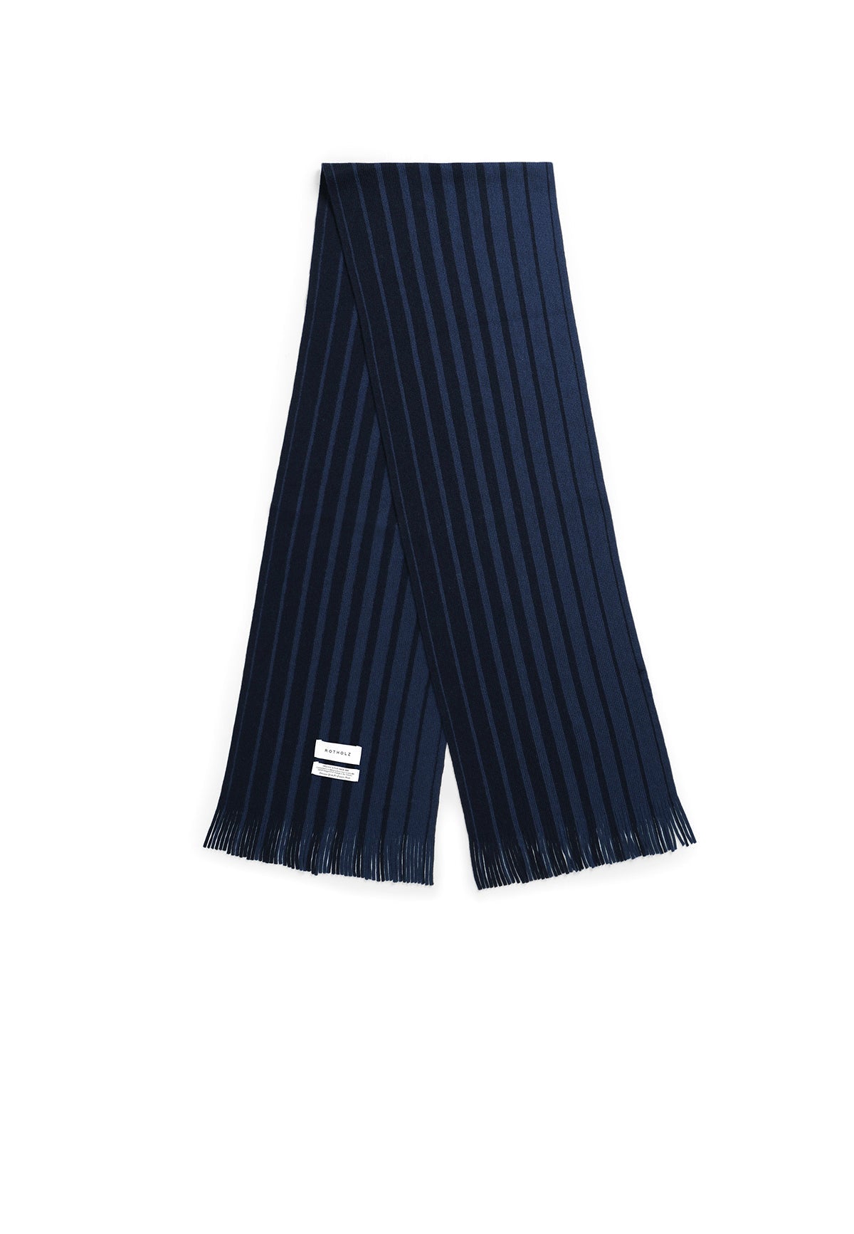 KNIT MERINO WOOL SCARF NAVY STRIPE - Moeon