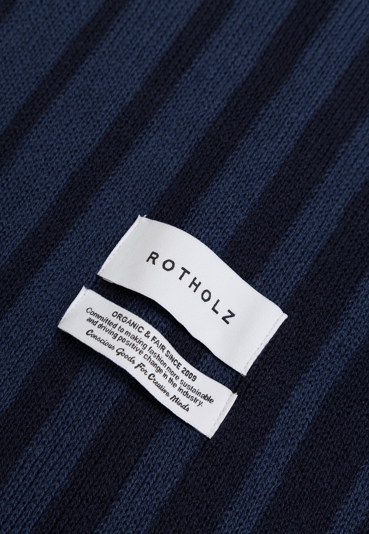 KNIT MERINO WOOL SCARF NAVY STRIPE - Moeon