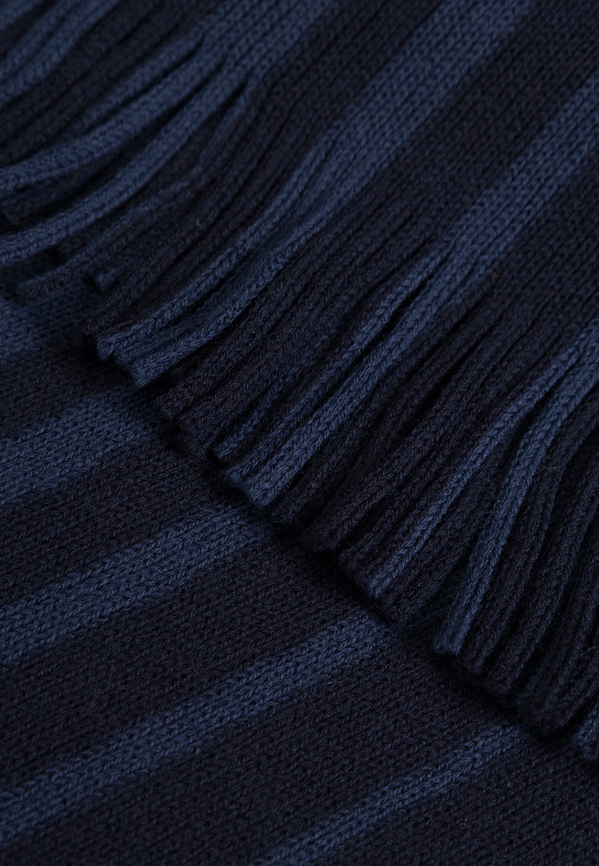 KNIT MERINO WOOL SCARF NAVY STRIPE - Moeon