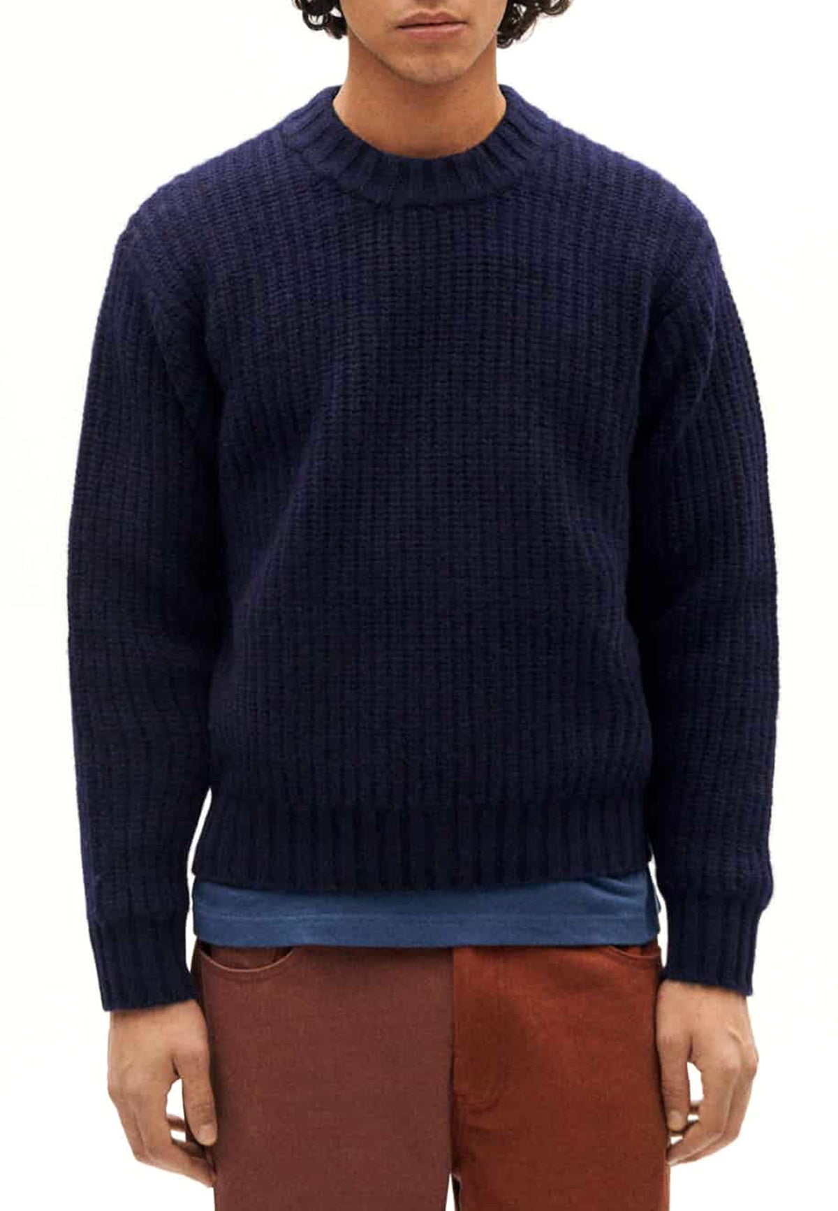 KNITTED SANTOS SWEATER NAVY - Moeon