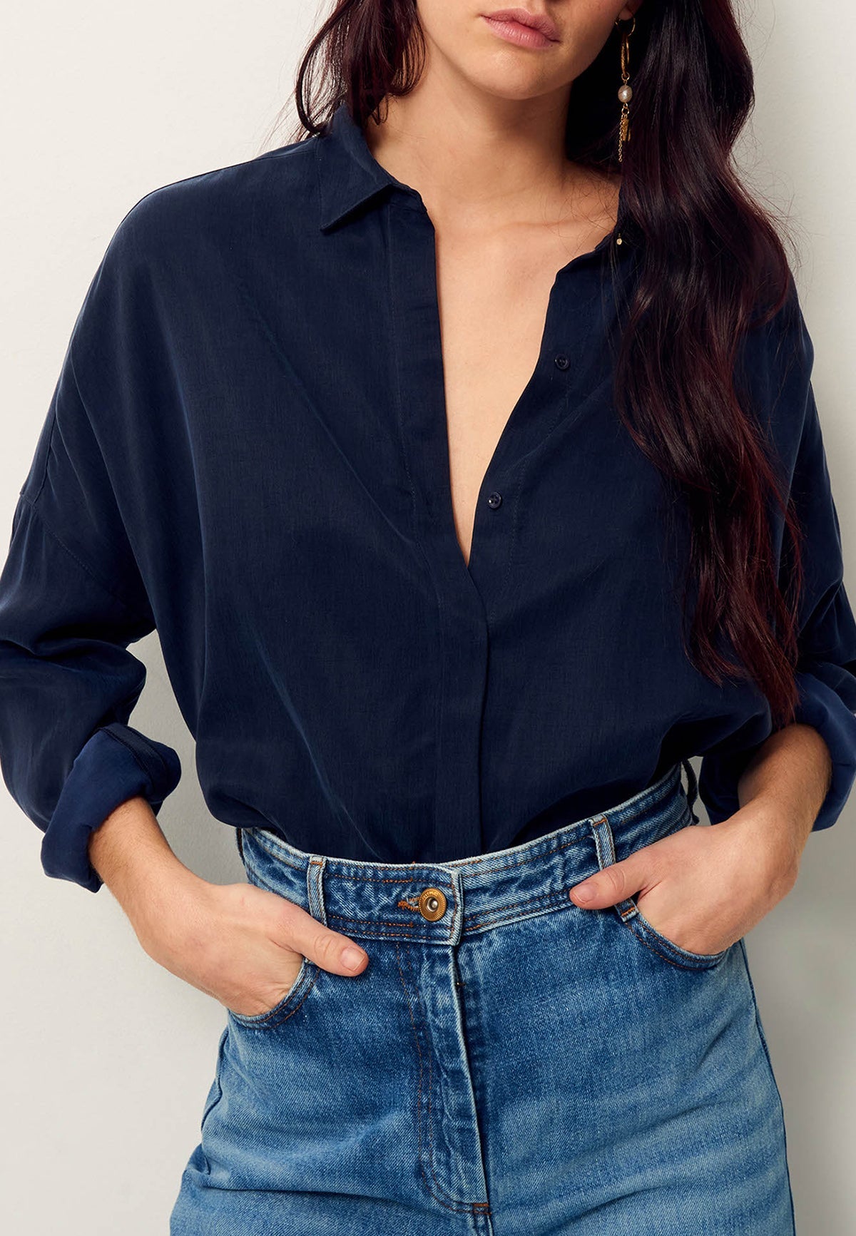 LADY D SHIRT NAVY - Moeon