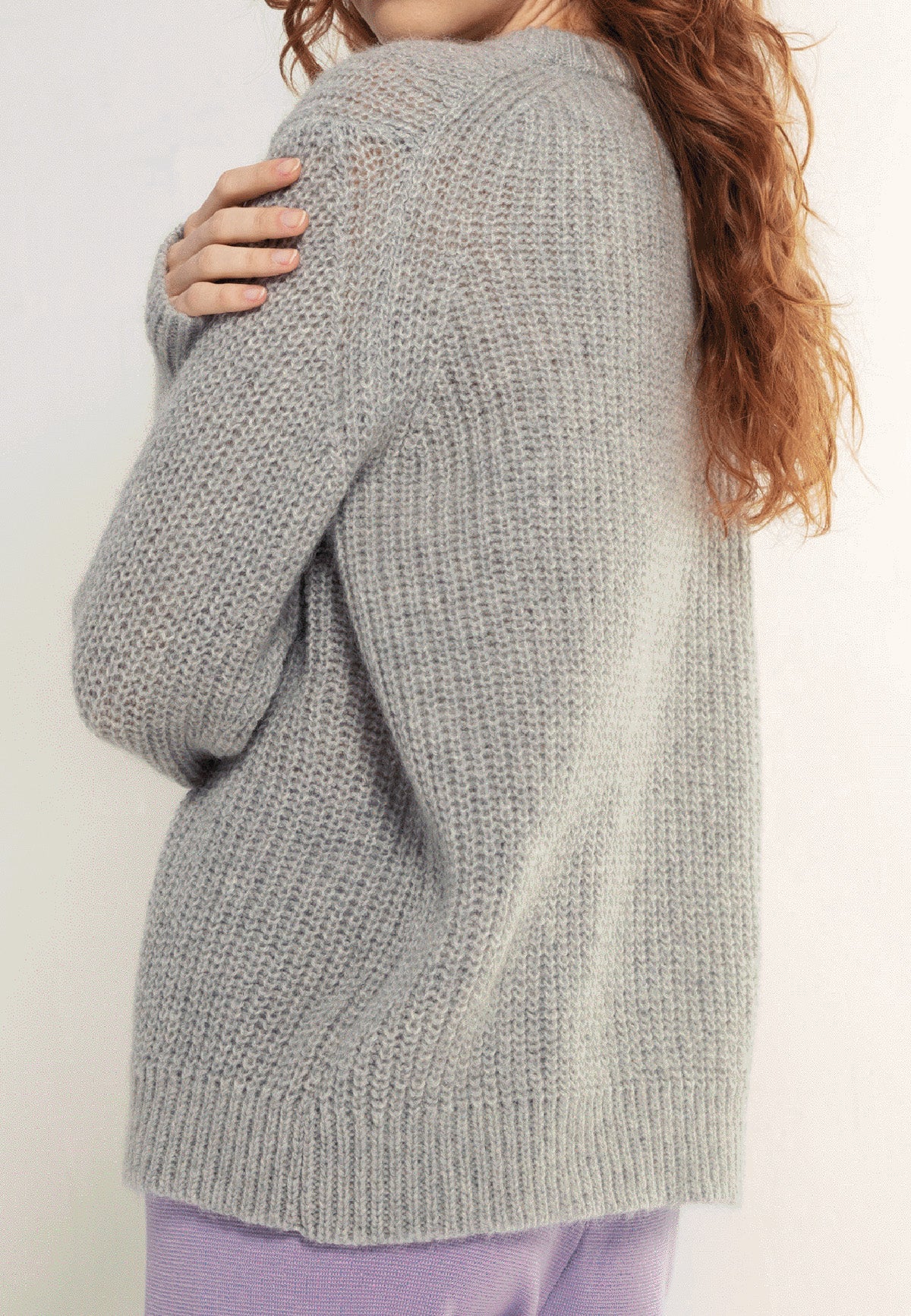 LOLA WOOL MOHAIR CARDIGAN GREY - Moeon