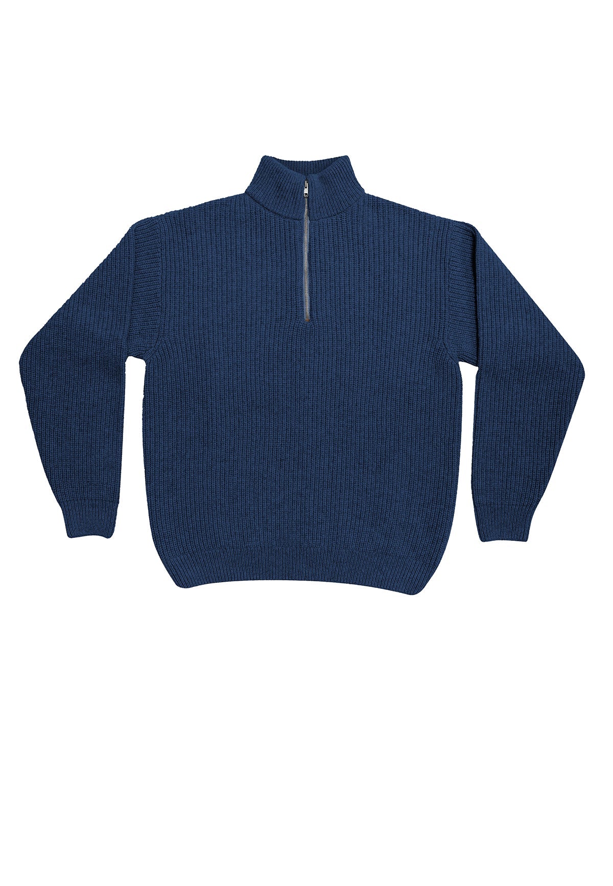 MERINO WOOL QUARTER ZIP MARINE BLUE - Moeon