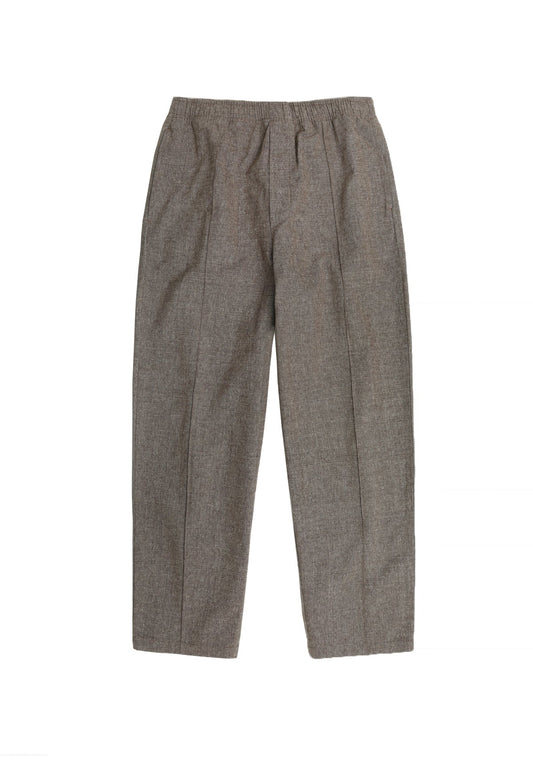 PLEATED WIDE PANT ORGANIC COTTON CANVAS BROWN - Moeon