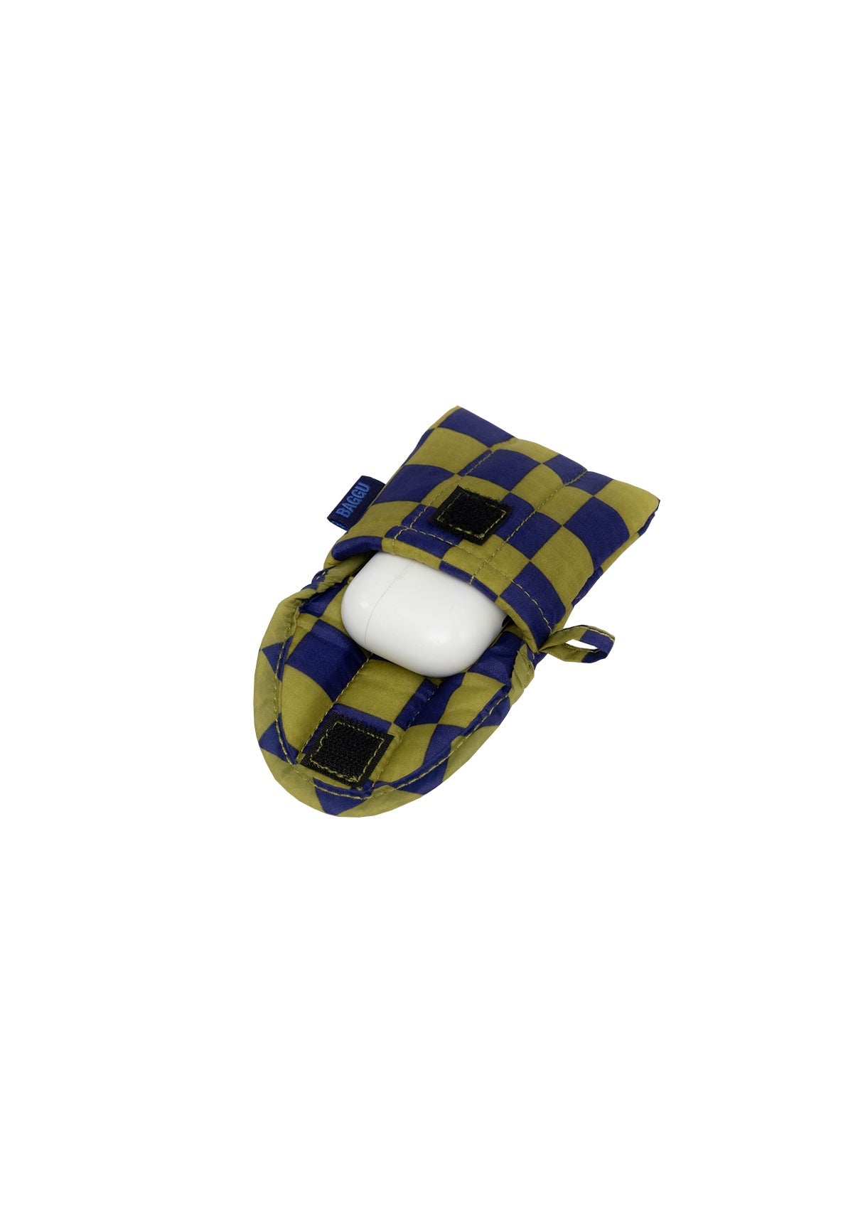 PUFFY EARBUDS CASE PEAR NAVY CHECK - Moeon