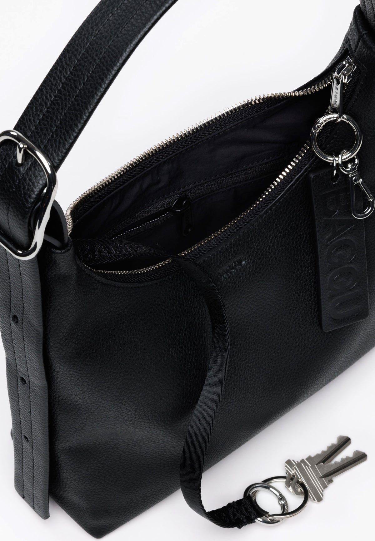 RECYCLED LEATHER MINI SHOULDER BAG BLACK - Moeon