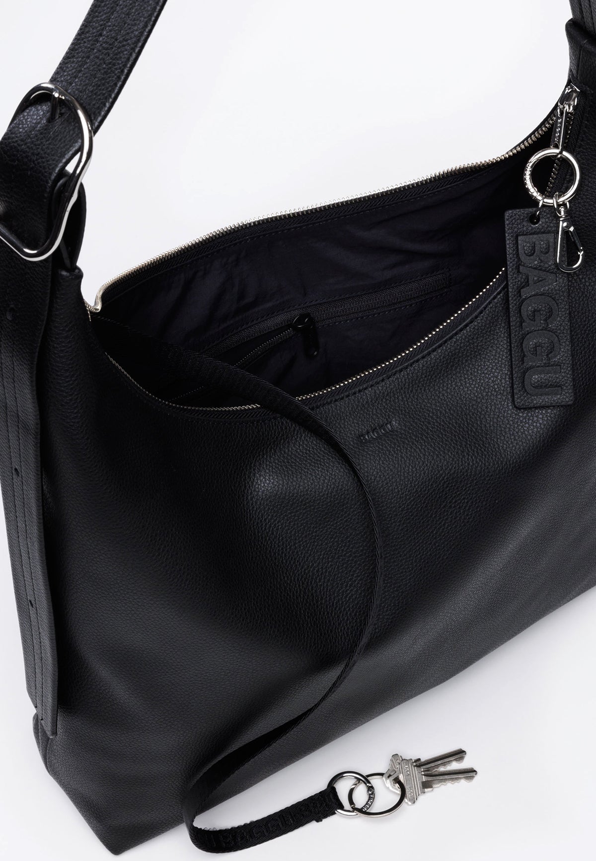 RECYCLED LEATHER SHOULDER BAG BLACK - Moeon