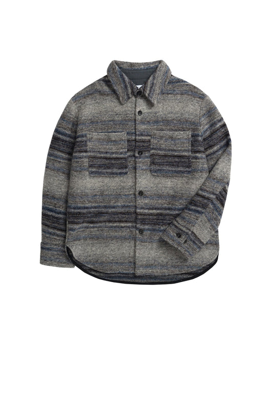 RELAXED OVERSHIRT NAVY GREY STRIPES - Moeon