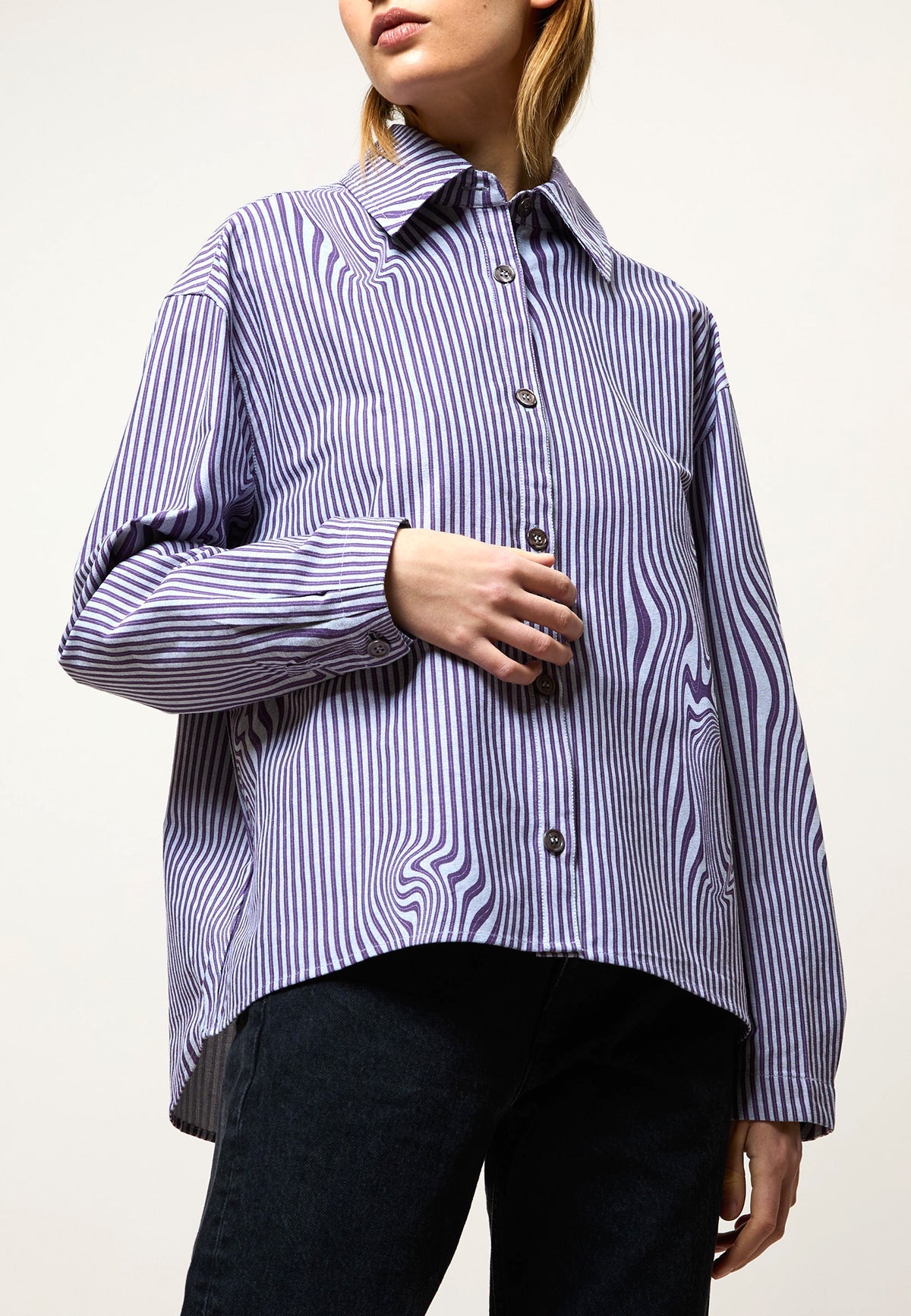 STELLA SHIRT PURPLE GLITCH STRIPE - Moeon