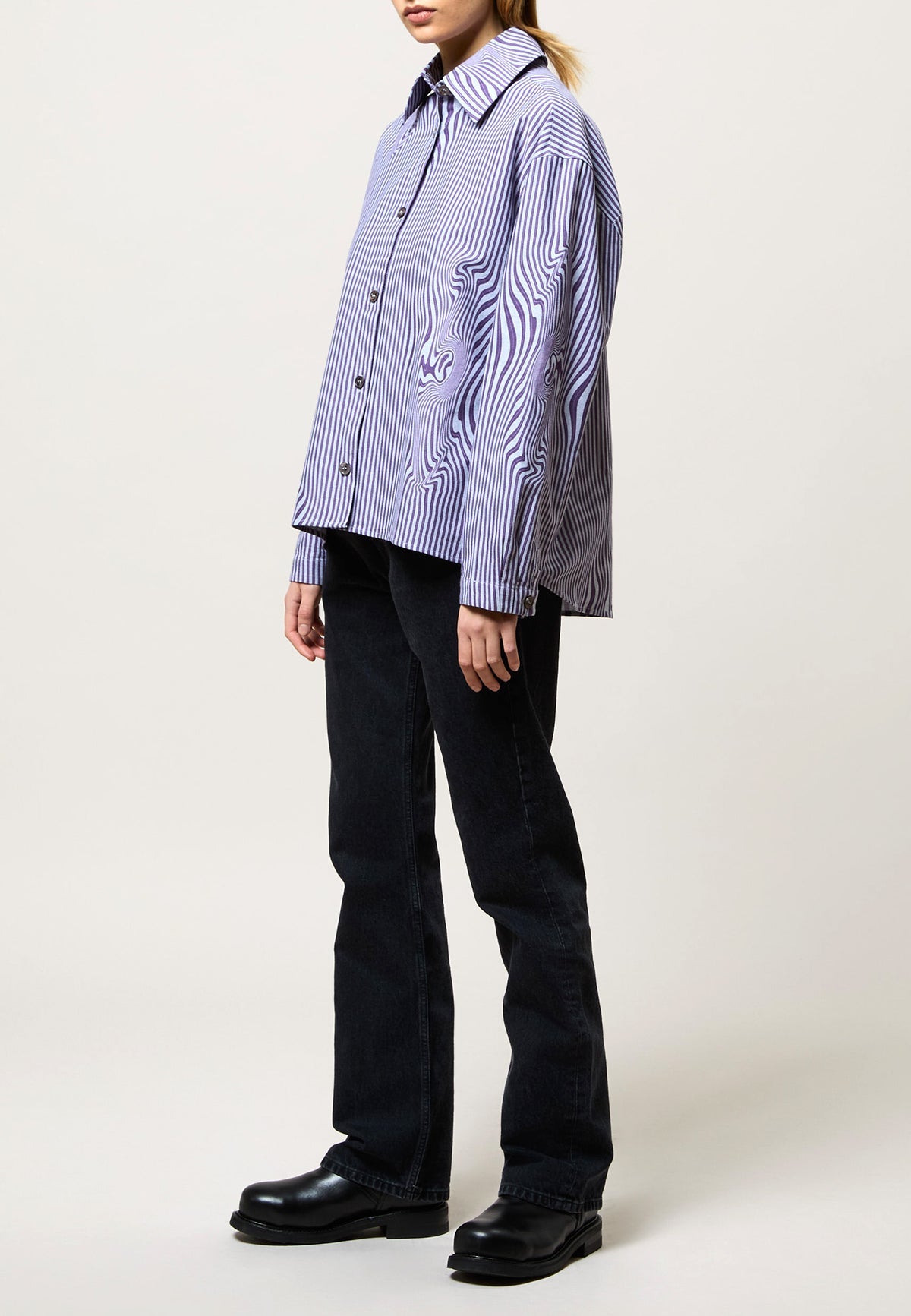 STELLA SHIRT PURPLE GLITCH STRIPE - Moeon