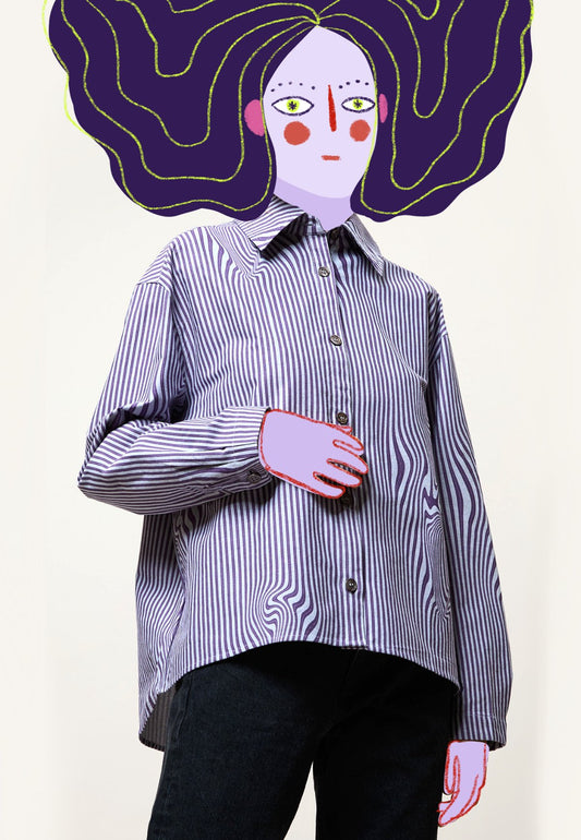 STELLA SHIRT PURPLE GLITCH STRIPE - Moeon