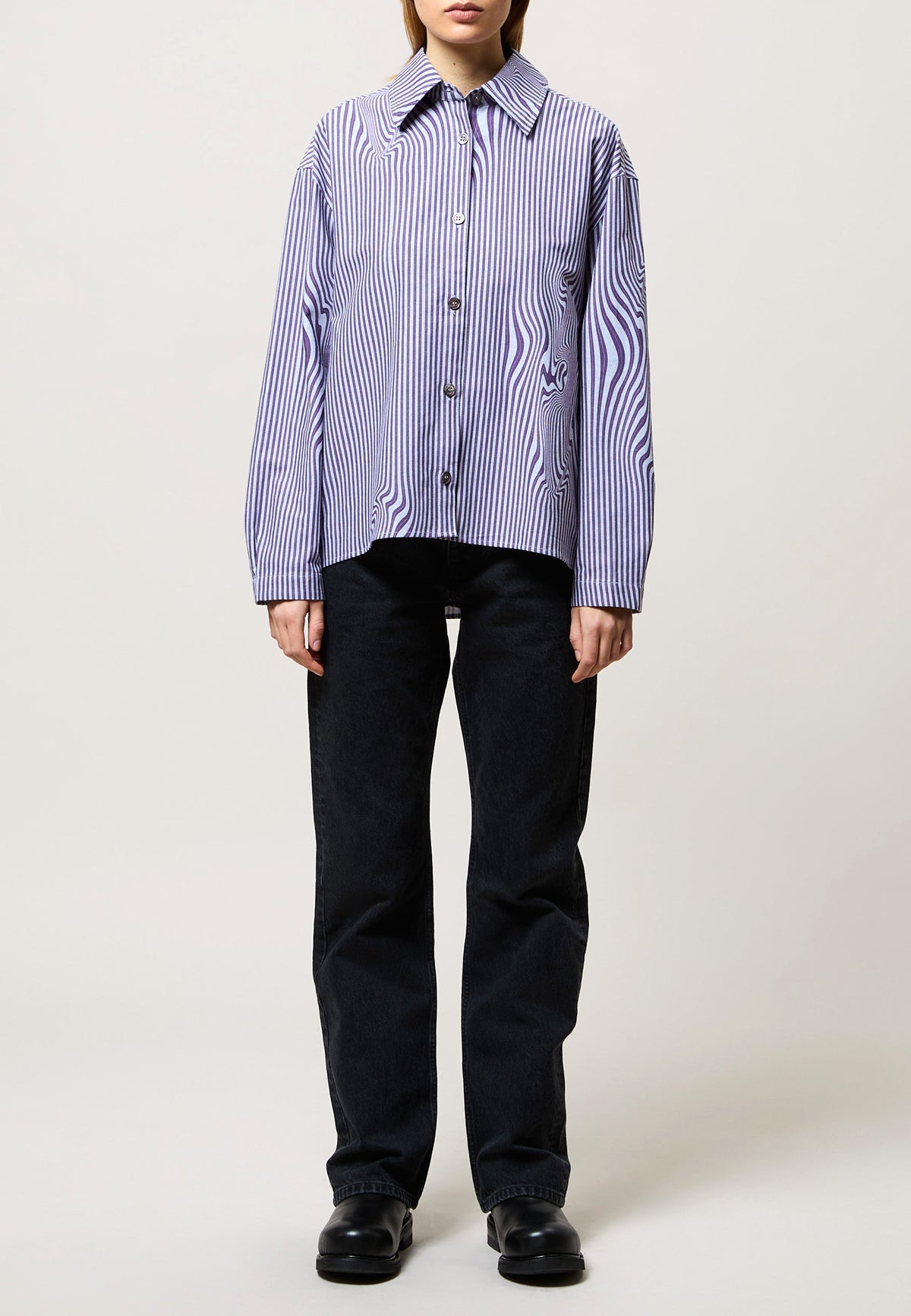 STELLA SHIRT PURPLE GLITCH STRIPE - Moeon