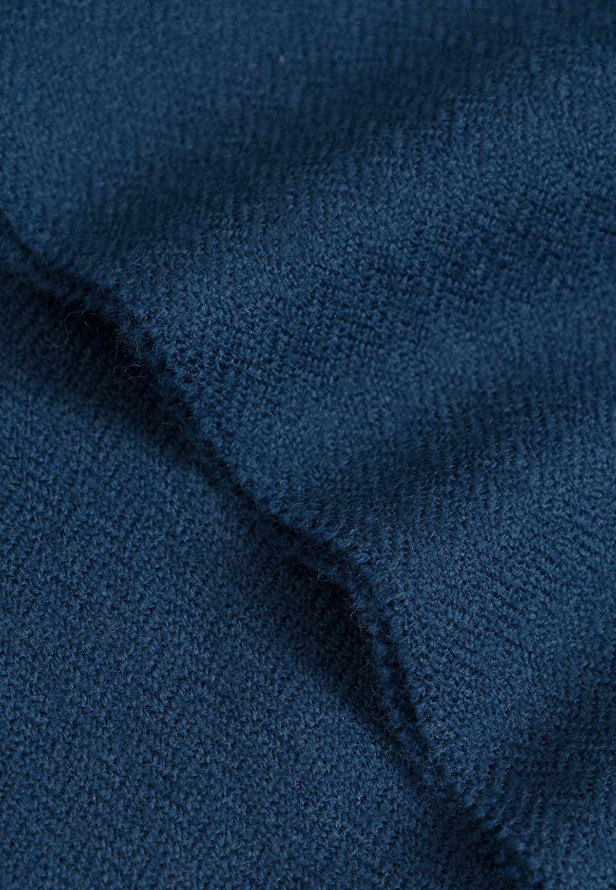 WOVEN MERINO WOOL SCARF INDIGO BLUE - Moeon