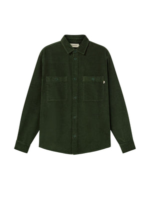 BOTTLE GREEN CORDUROY OVERSHIRT - Moeon