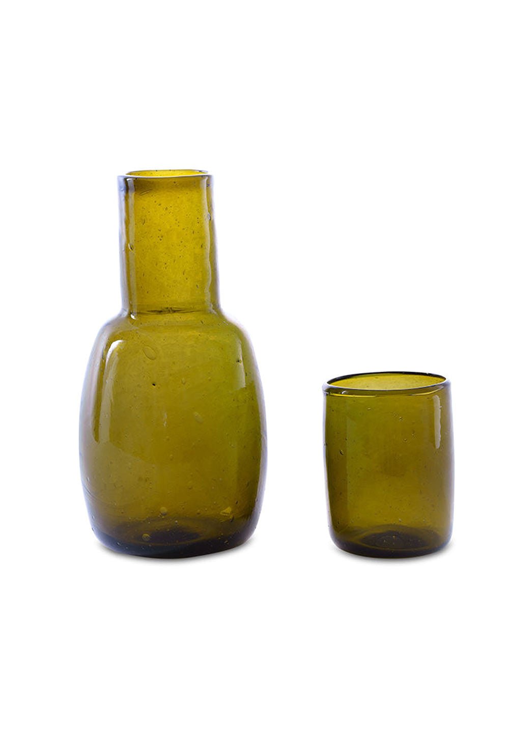 CARAFE WITH DRINKING GLASS OLIVE GREEN