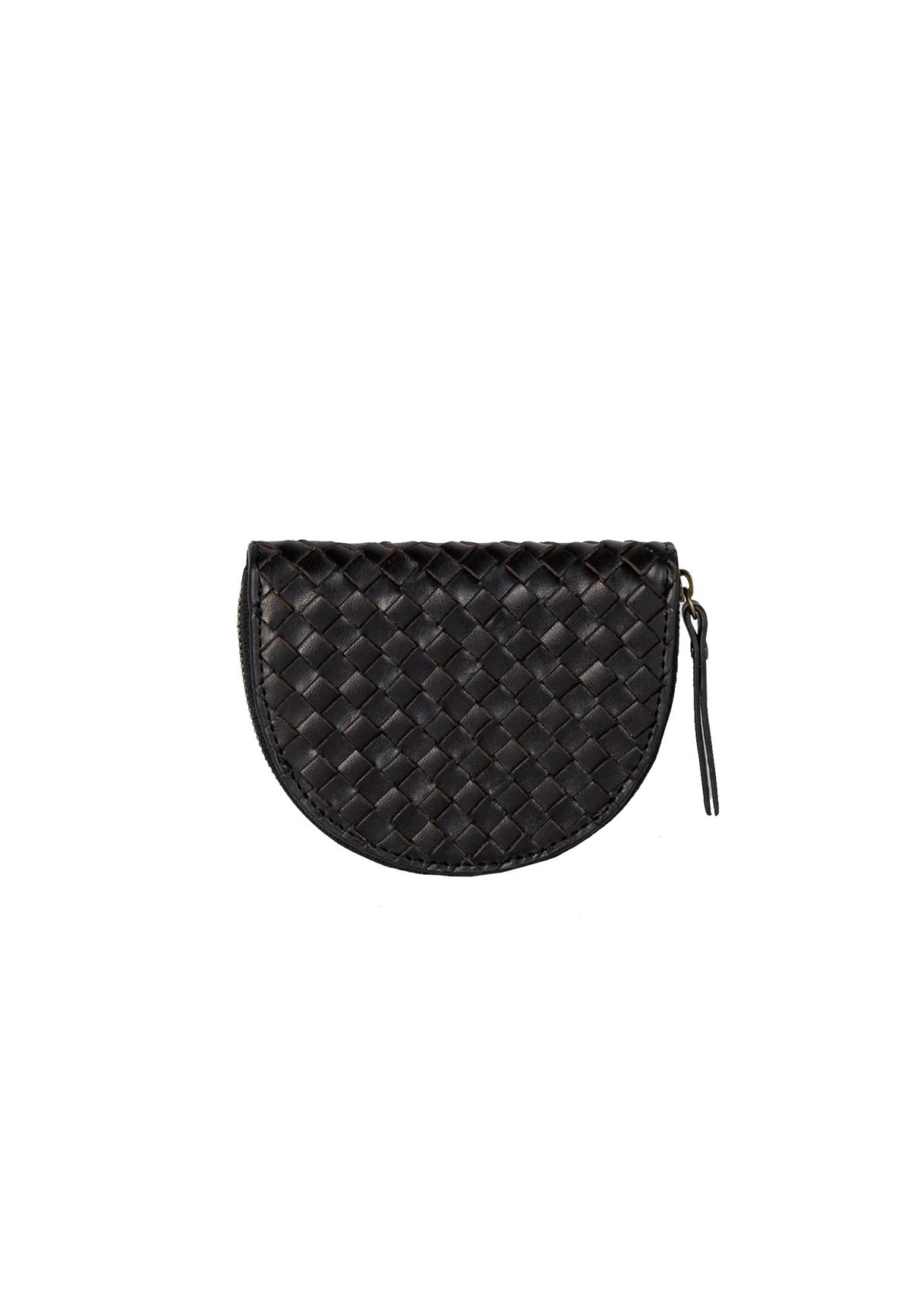 LAURA'S COIN PURSE BLACK WOVEN LEATHER