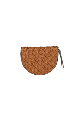 LAURA'S COIN PURSE COGNAC WOVEN LEATHER - Moeon