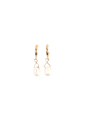 SMALL HOOPS WITH FRESHWATER PEARLS - Moeon